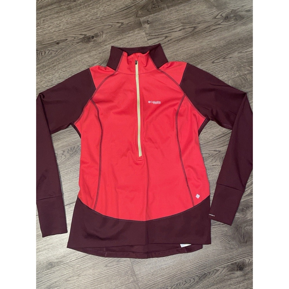 Columbia Titanium Omni Wick Active Jacket Women Red Thumbhole 1/4 Zip